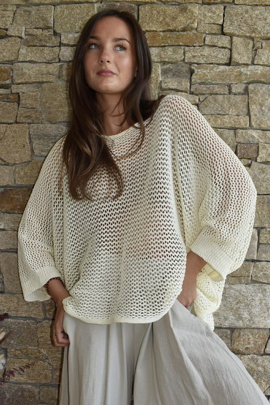 Conrad Grunge Loose Cotton Knit Buttercream